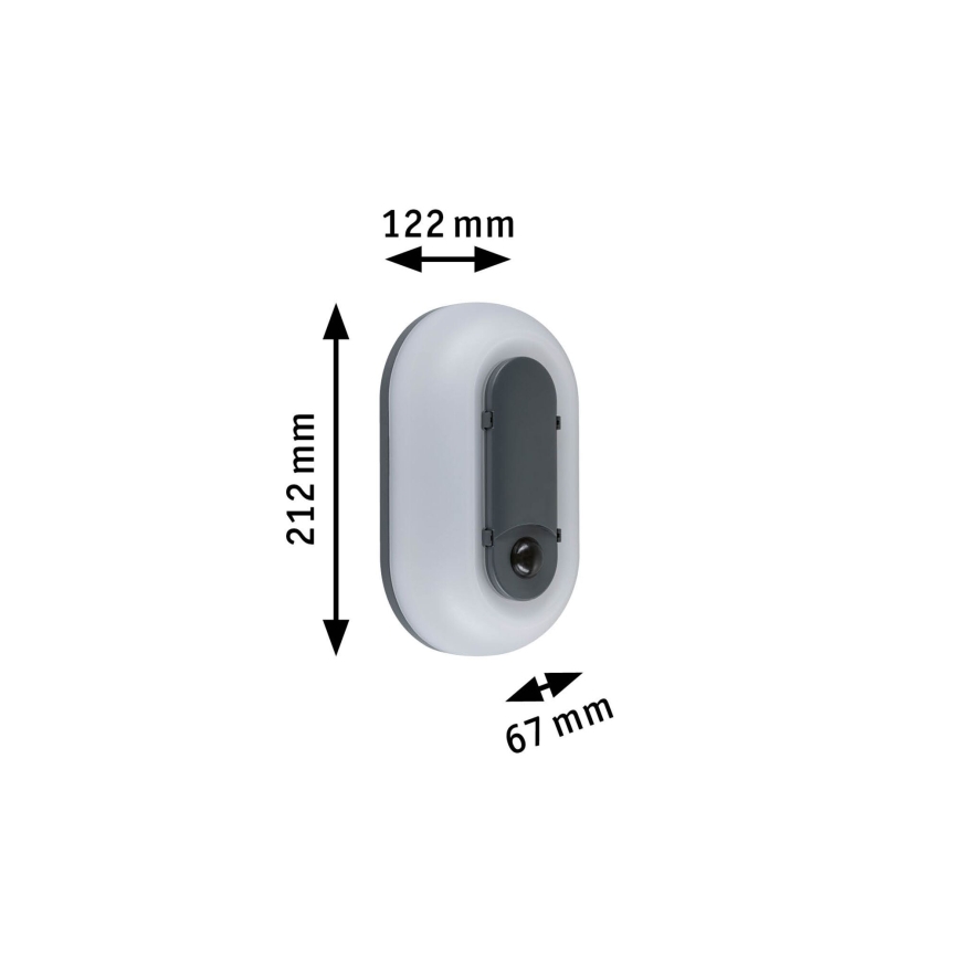 Paulmann 94958 - LED/18.5W IP65 Dimmable outdoor wall light with motion and dusk sensor ELUNOR 230V 2200/3000/4000K anthracite