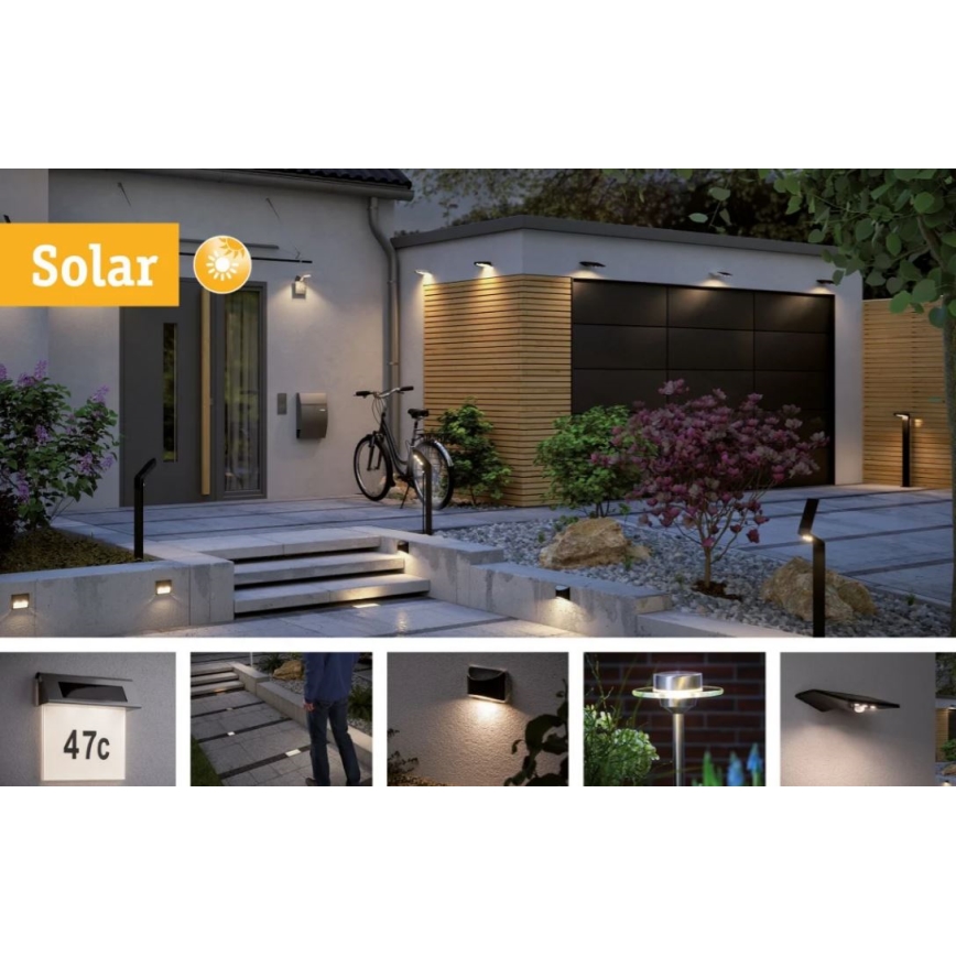 Paulmann 95393 - LED/4W IP44 Dimmable solar wall light with a sensor SOLVEIG 3,7V 2000 mAh