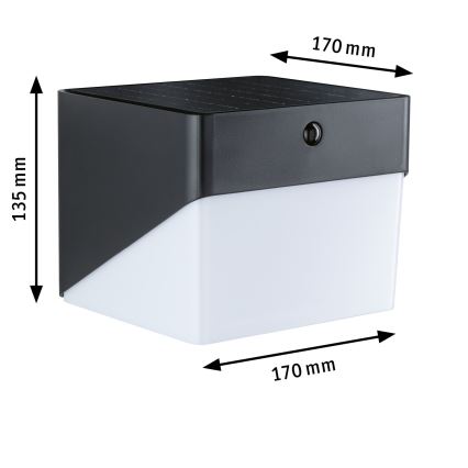 Paulmann 95746 - LED/2.3W IP44 Solar wall light with sensor EILEEN 3.7/230V 4000 mAh black
