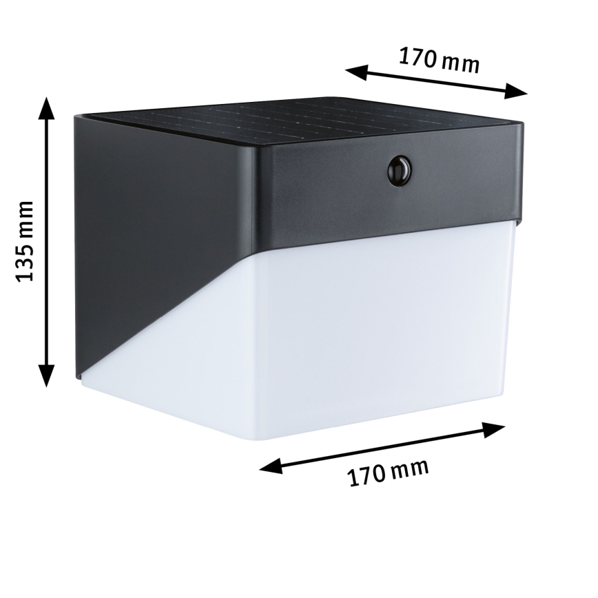 Paulmann 95746 - LED/2.3W IP44 Solar wall light with sensor EILEEN 3.7/230V 4000 mAh black