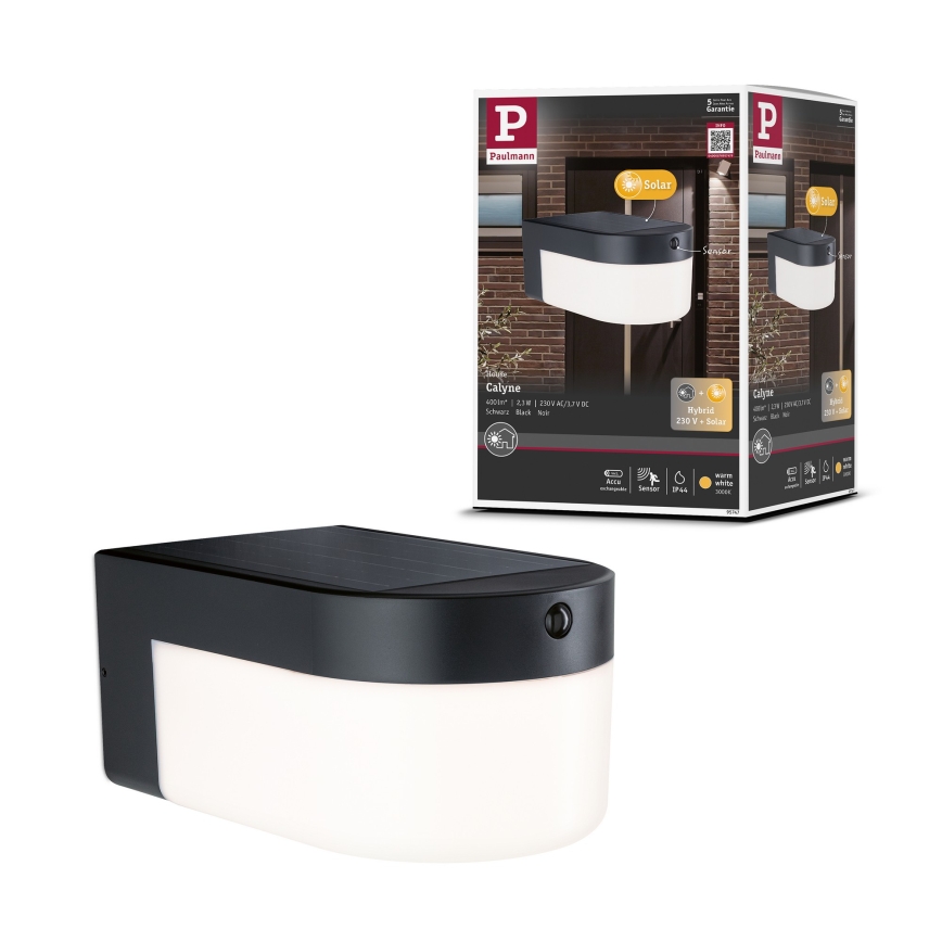 Paulmann 95747 - LED/2,3W IP44 Solar wall light with sensor CALYNE 3,7/230V 4000 mAh black