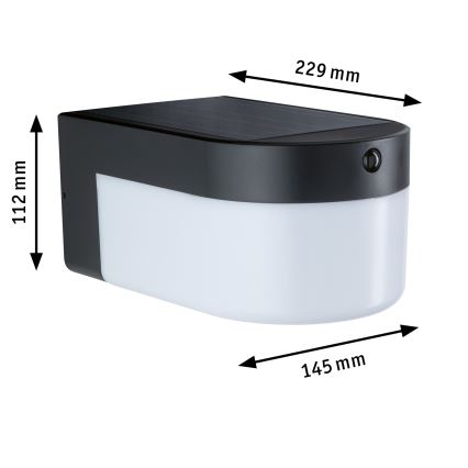 Paulmann 95747 - LED/2,3W IP44 Solar wall light with sensor CALYNE 3,7/230V 4000 mAh black