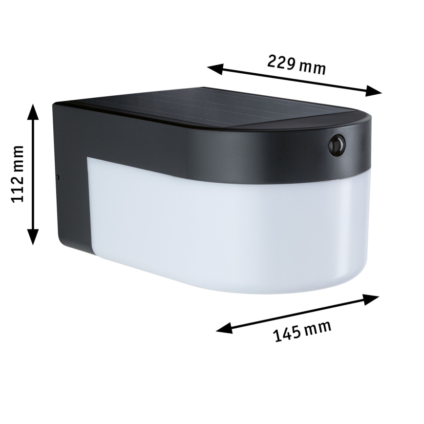 Paulmann 95747 - LED/2,3W IP44 Solar wall light with sensor CALYNE 3,7/230V 4000 mAh black