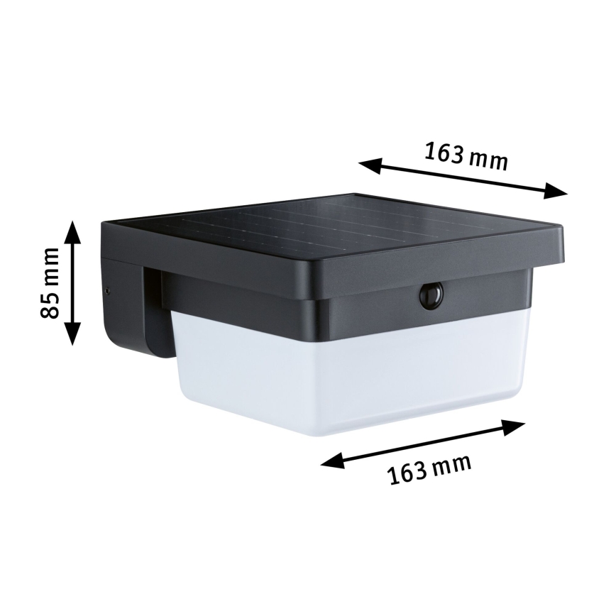 Paulmann 95748 - LED/2.3W IP44 Solar wall light with sensor ISLEEN 3.7/230V 4000 mAh black
