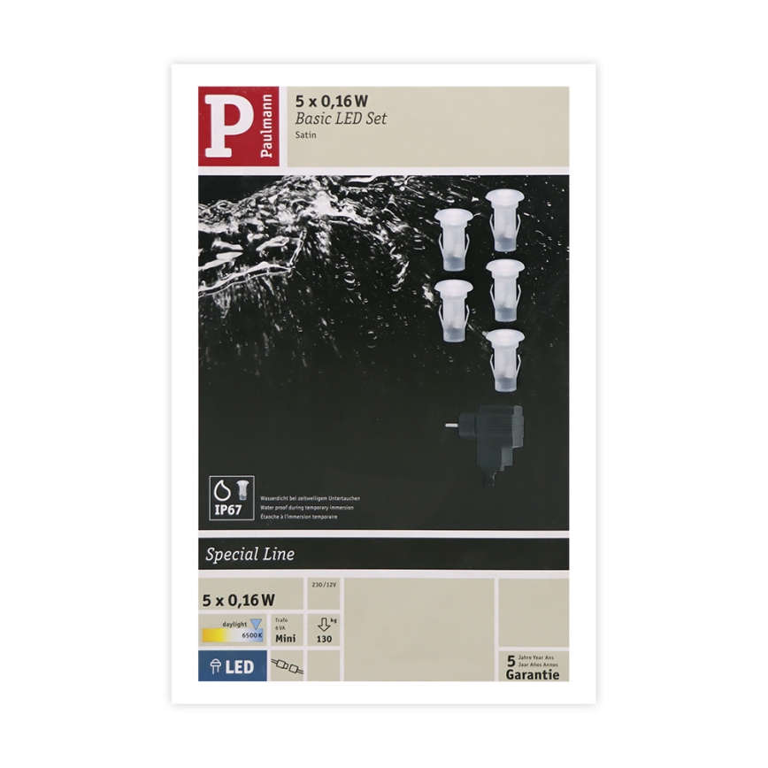 Paulmann 98891 - SET 5X LED/0,16W IP67 Outdoor recessed light MICRO 230V