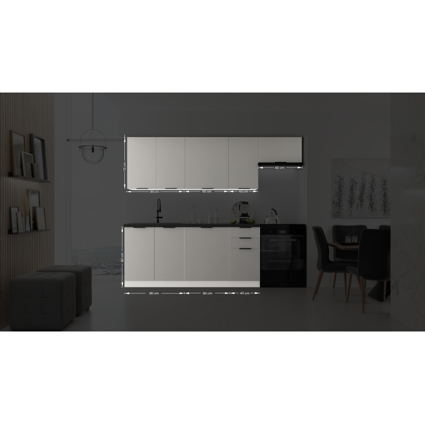 PEARL 240 cm Grey Kitchen Unit