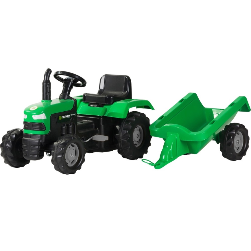 Pedal tractor with a cart black/green