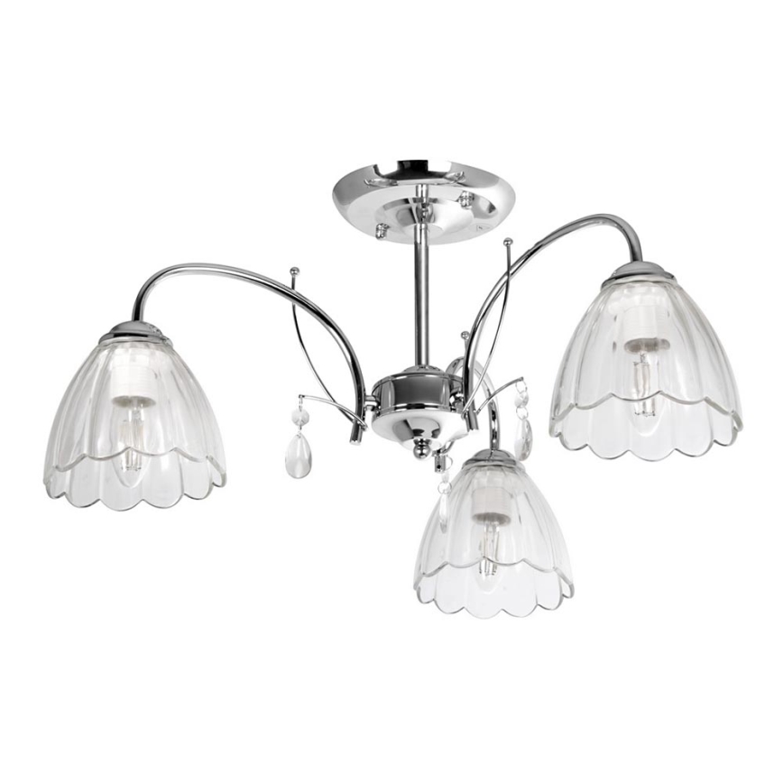 Pendant chandelier 3xE27/60W/230V shiny chrome