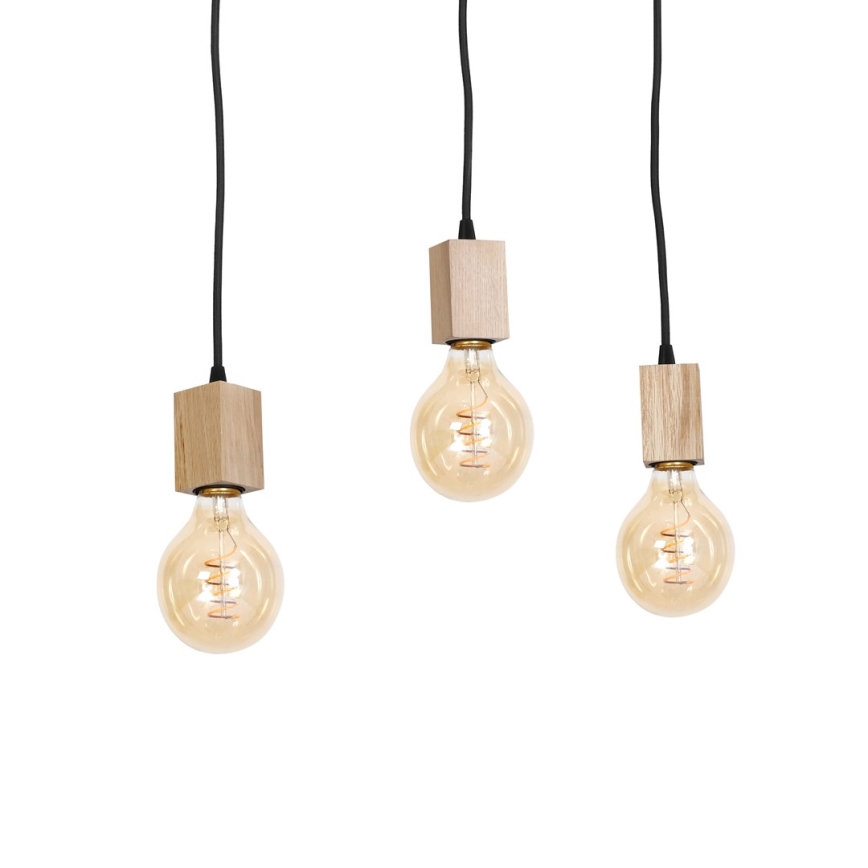 Pendant chandelier JACK 3xE27/40W/230V natural wood