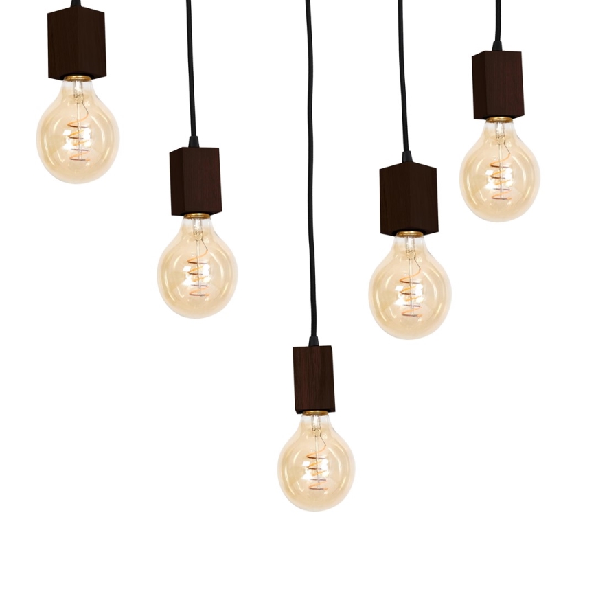 Pendant chandelier JACK 5xE27/40W/230V brown wood