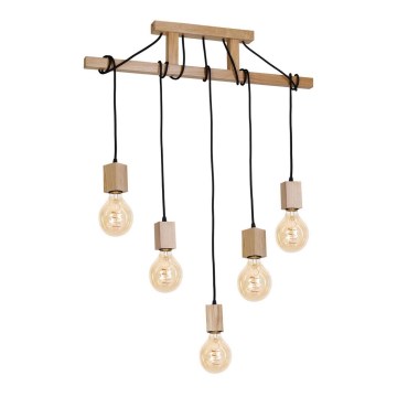 Pendant chandelier JACK 5xE27/40W/230V natural wood