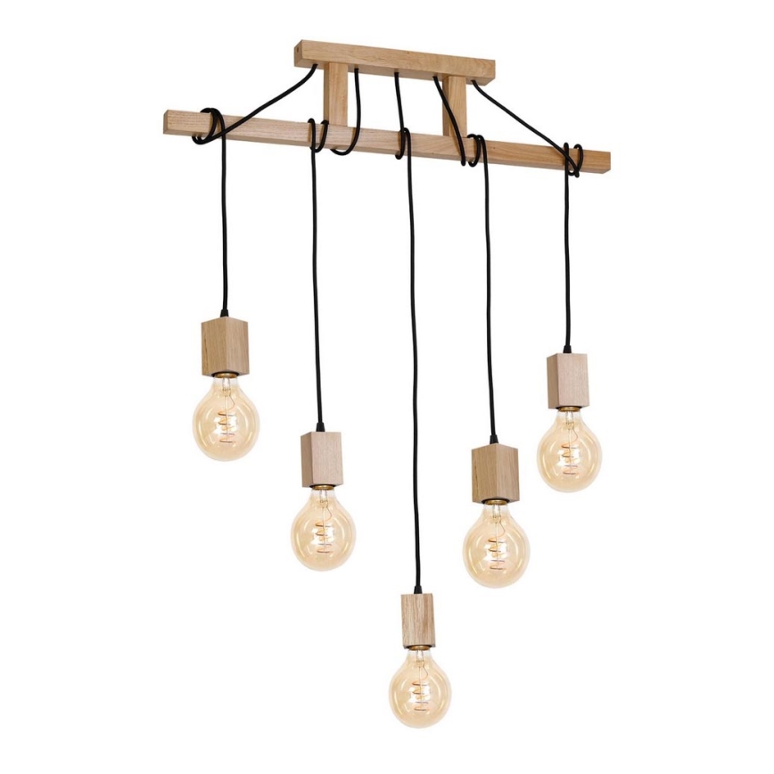 Pendant chandelier JACK 5xE27/40W/230V natural wood