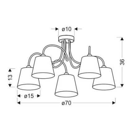 Pendant chandelier LUK 5xE14/40W/230V