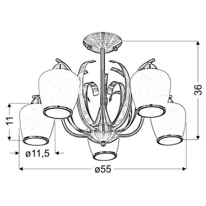 Pendant chandelier OPERA 5xE27/60W/230V