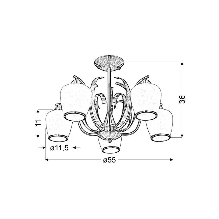 Pendant chandelier OPERA 5xE27/60W/230V