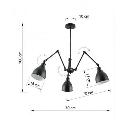 Pendant chandelier STARK SHADE 3xE27/60W/230V