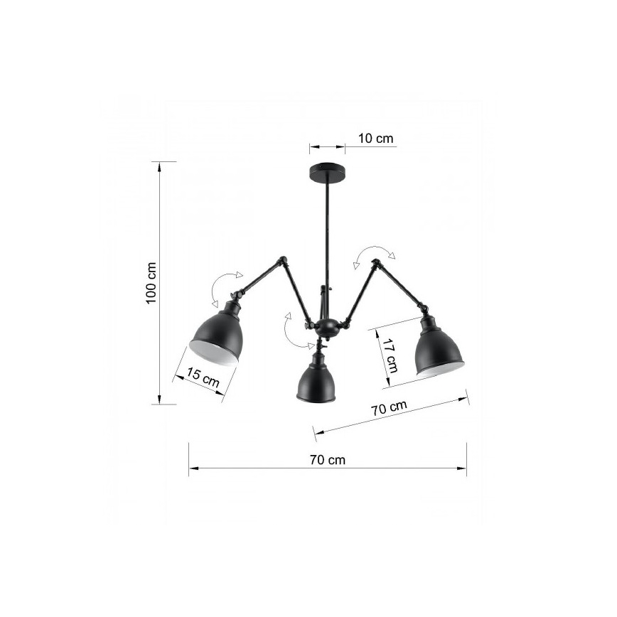 Pendant chandelier STARK SHADE 3xE27/60W/230V
