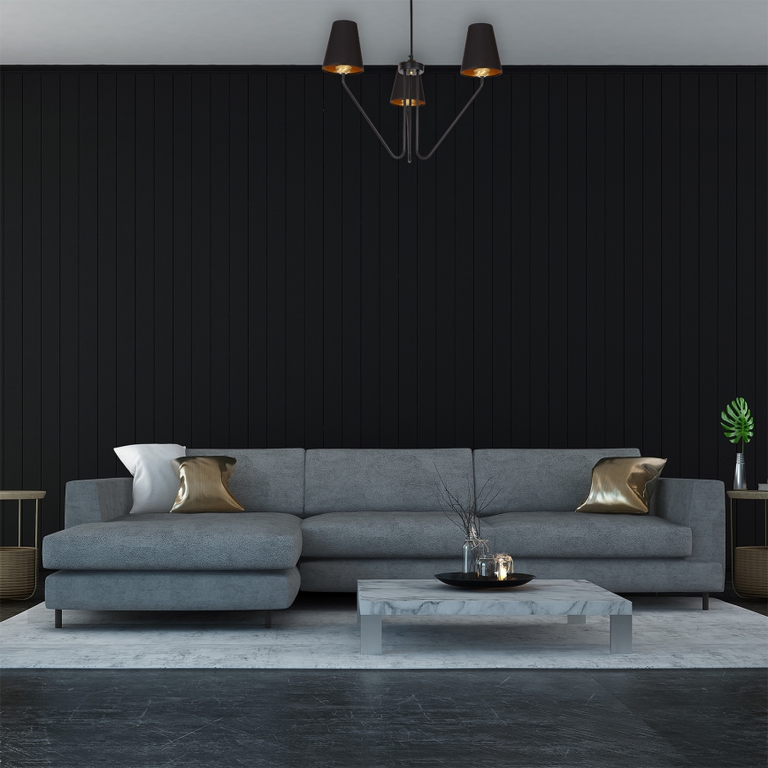 Pendant chandelier VICTORIA 3xE27/60W/230V black