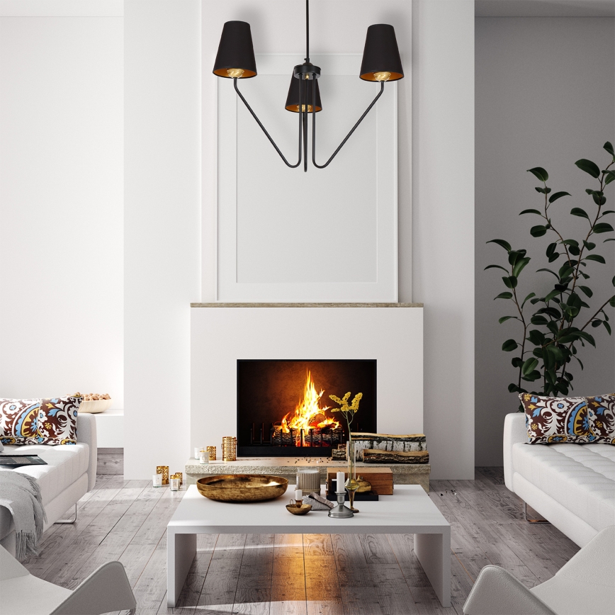 Pendant chandelier VICTORIA 3xE27/60W/230V black