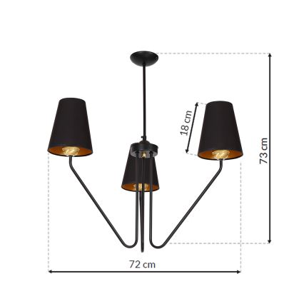 Pendant chandelier VICTORIA 3xE27/60W/230V black