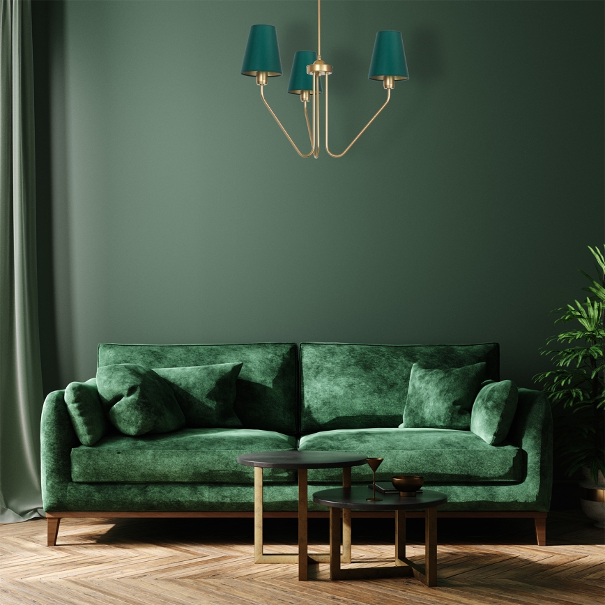 Pendant chandelier VICTORIA 3xE27/60W/230V green