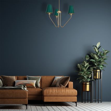 Pendant chandelier VICTORIA 3xE27/60W/230V green