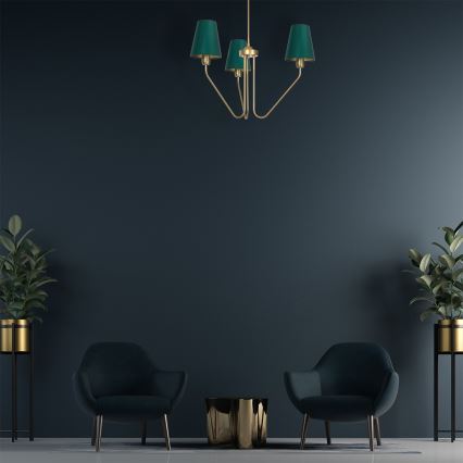 Pendant chandelier VICTORIA 3xE27/60W/230V green
