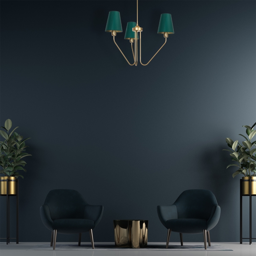 Pendant chandelier VICTORIA 3xE27/60W/230V green