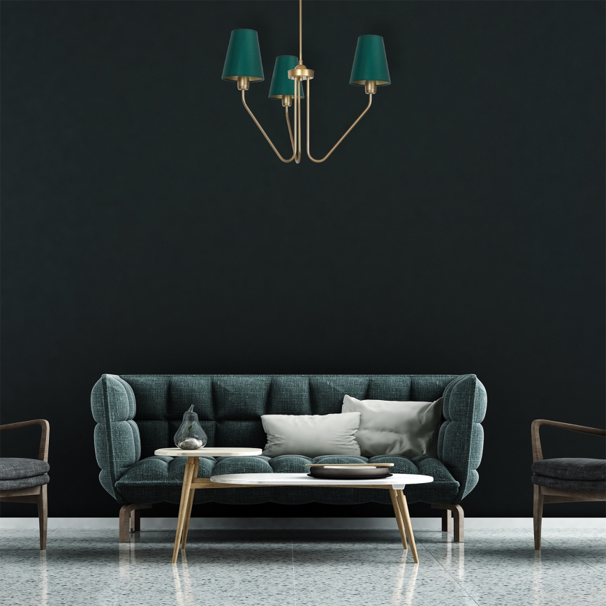 Pendant chandelier VICTORIA 3xE27/60W/230V green