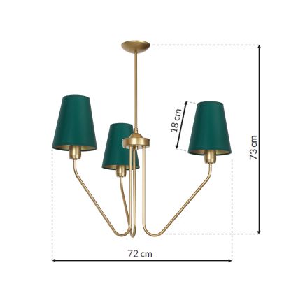 Pendant chandelier VICTORIA 3xE27/60W/230V green