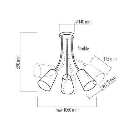 Pendant chandelier WIRE COLOUR 3xE27/60W/230V