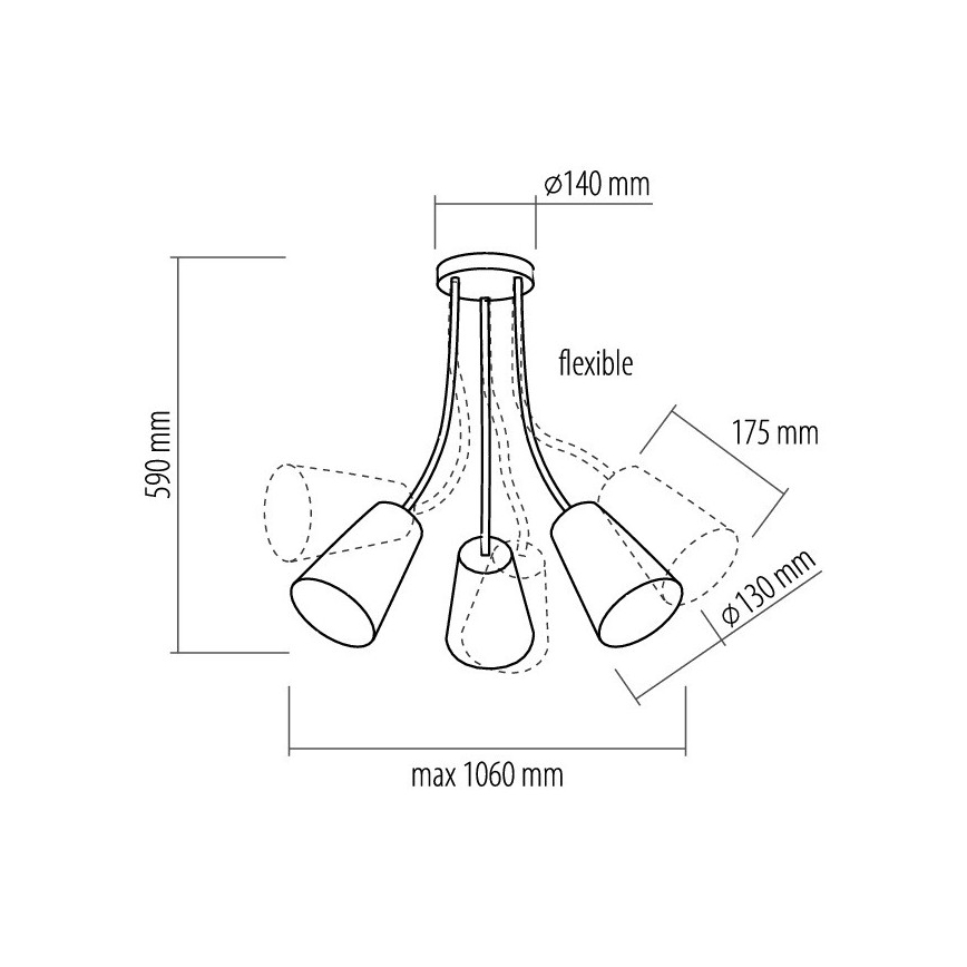 Pendant chandelier WIRE COLOUR 3xE27/60W/230V