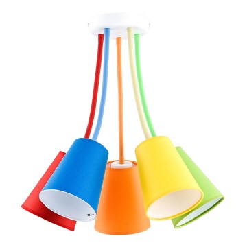 Pendant chandelier WIRE COLOUR 5xE27/60W/230V