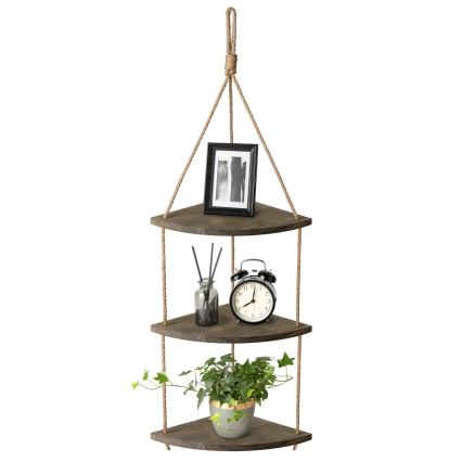 Pendant corner shelf 90x25 cm brown