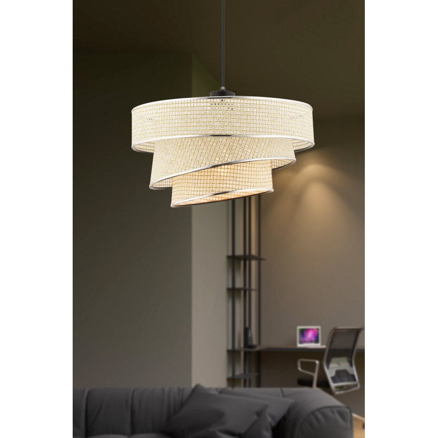 Pendant Lamp COUPER 1xE27/60W/230V cream/glossy chrome