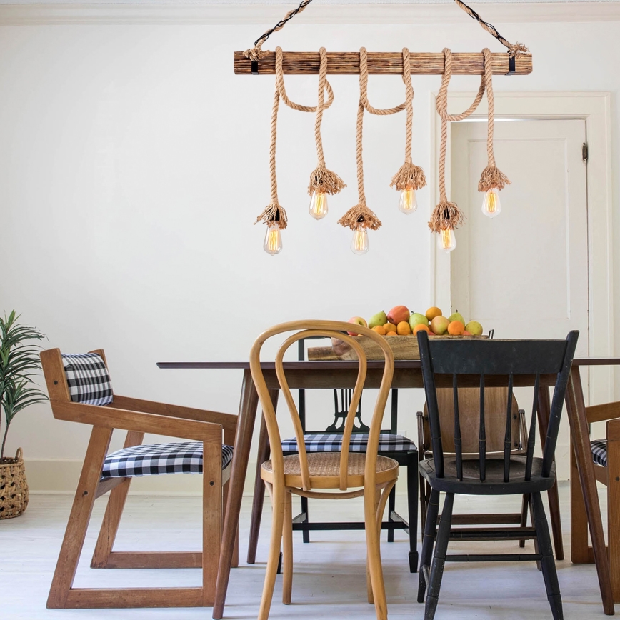 Pendant lamp EREBOS 12xE27/40W/230V brown