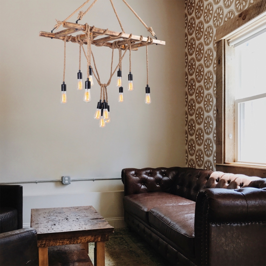 Pendant lamp EREBOS 12xE27/40W/230V brown