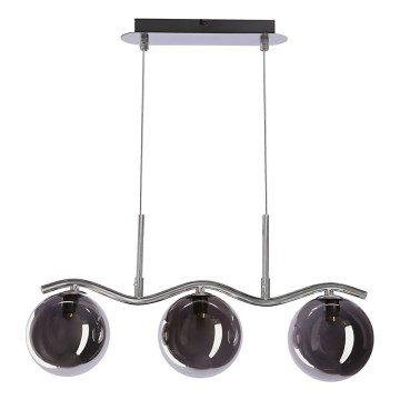 Pendant lamp LUMOS 3xG9/20W/230V smoky black