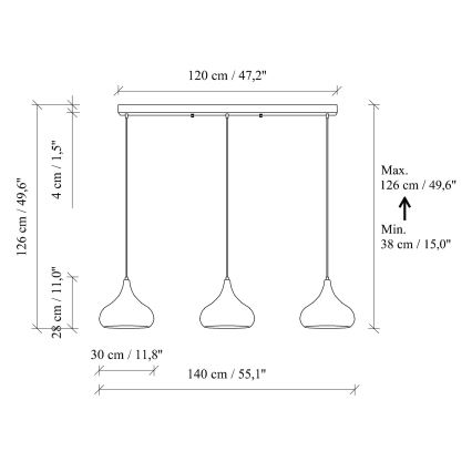 Pendant lamp MUBA 3xE27/40W/230V black