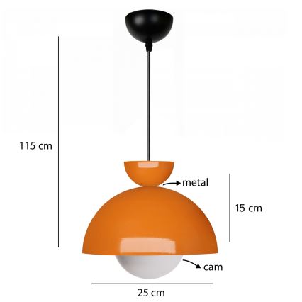 Pendant Lamp SALVA 1xE27/15W/230V Orange