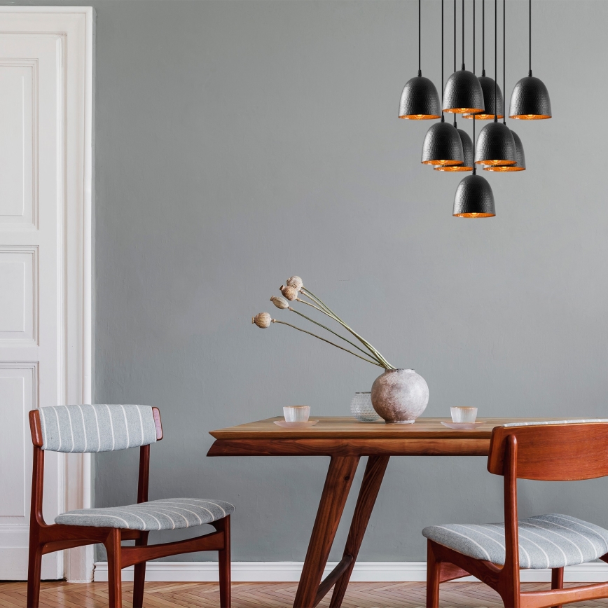 Pendant lamp TATTOO 9xE27/40W/230V black