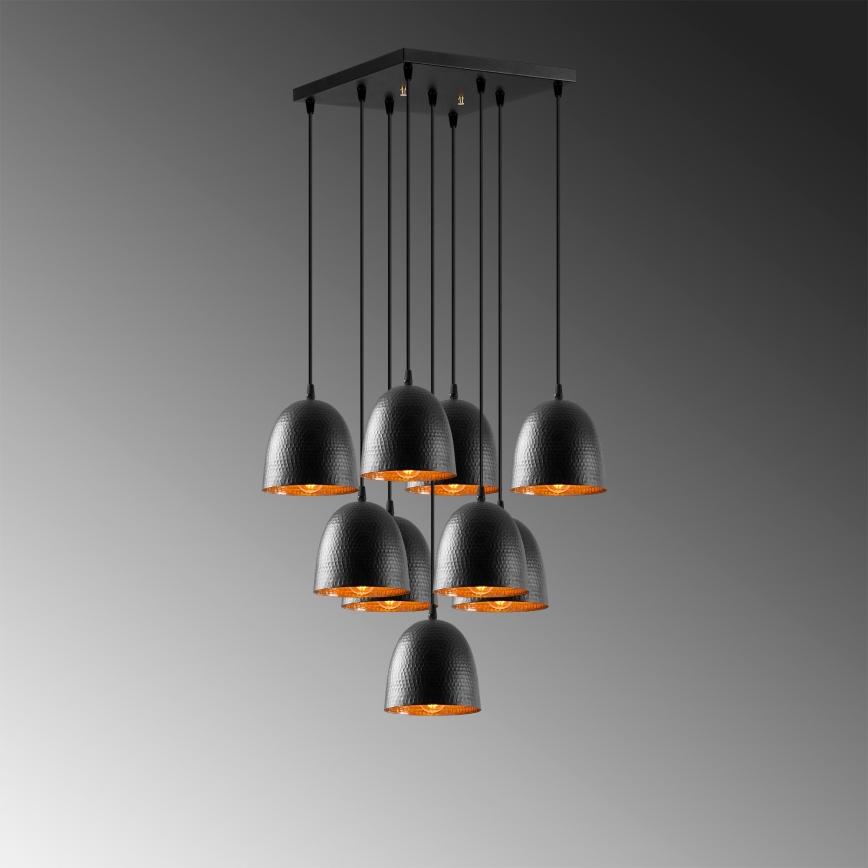 Pendant lamp TATTOO 9xE27/40W/230V black
