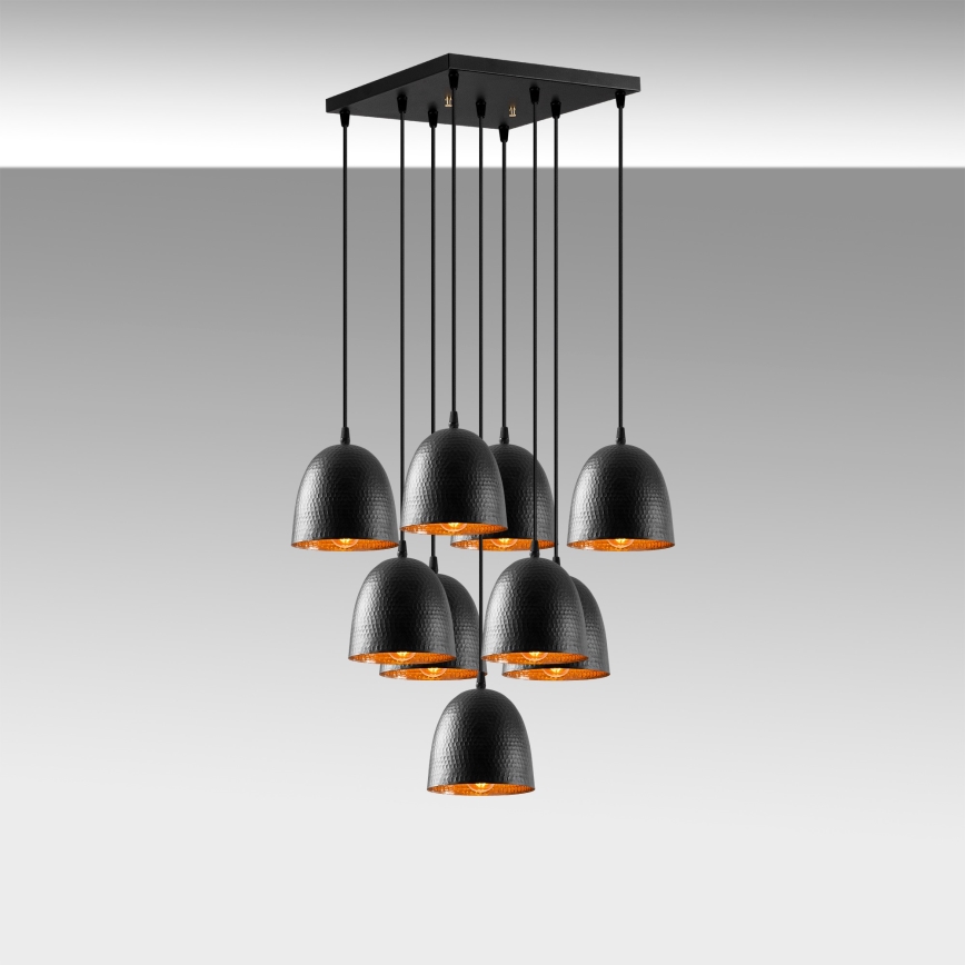 Pendant lamp TATTOO 9xE27/40W/230V black
