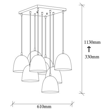 Pendant lamp TATTOO 9xE27/40W/230V black