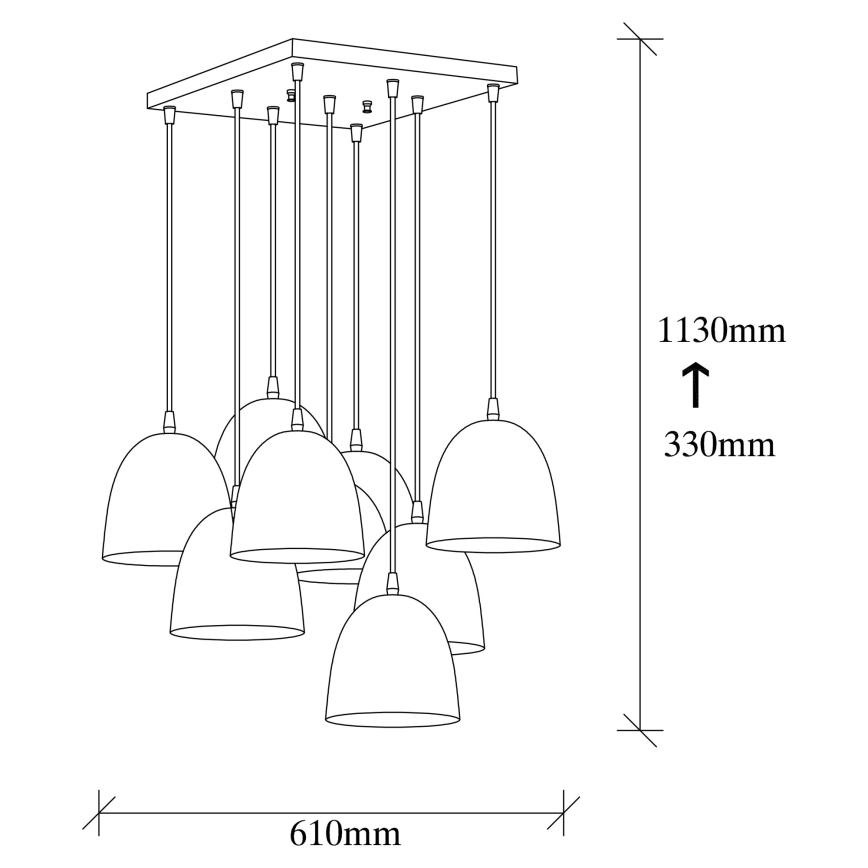 Pendant lamp TATTOO 9xE27/40W/230V black