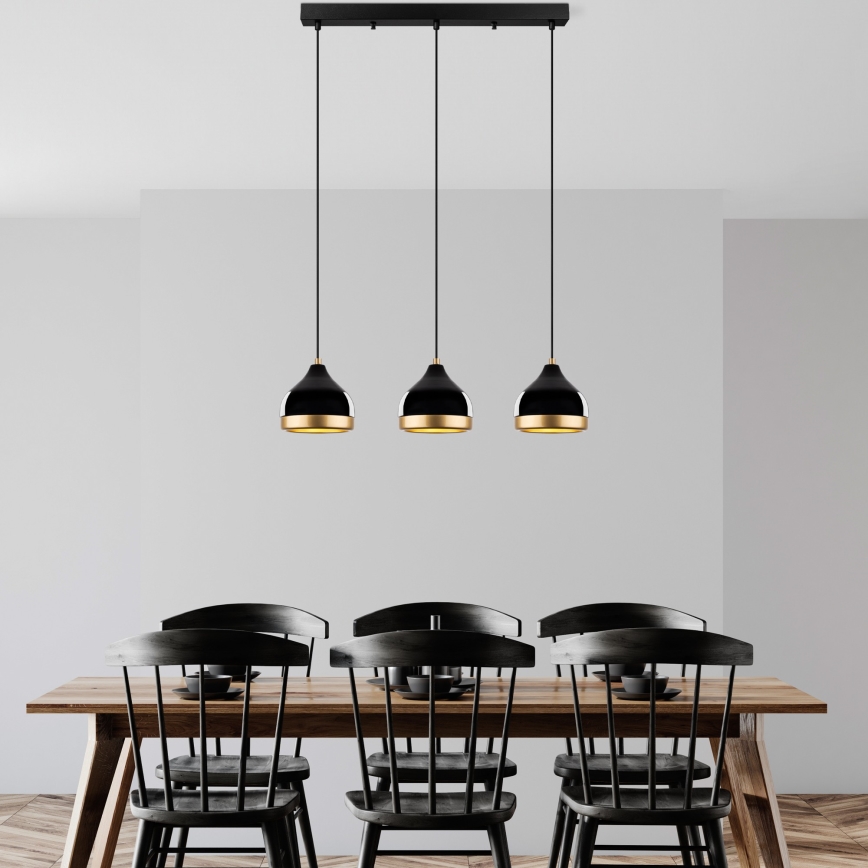 Pendant lamp YILDO 3xE27/40W/230V black/gold