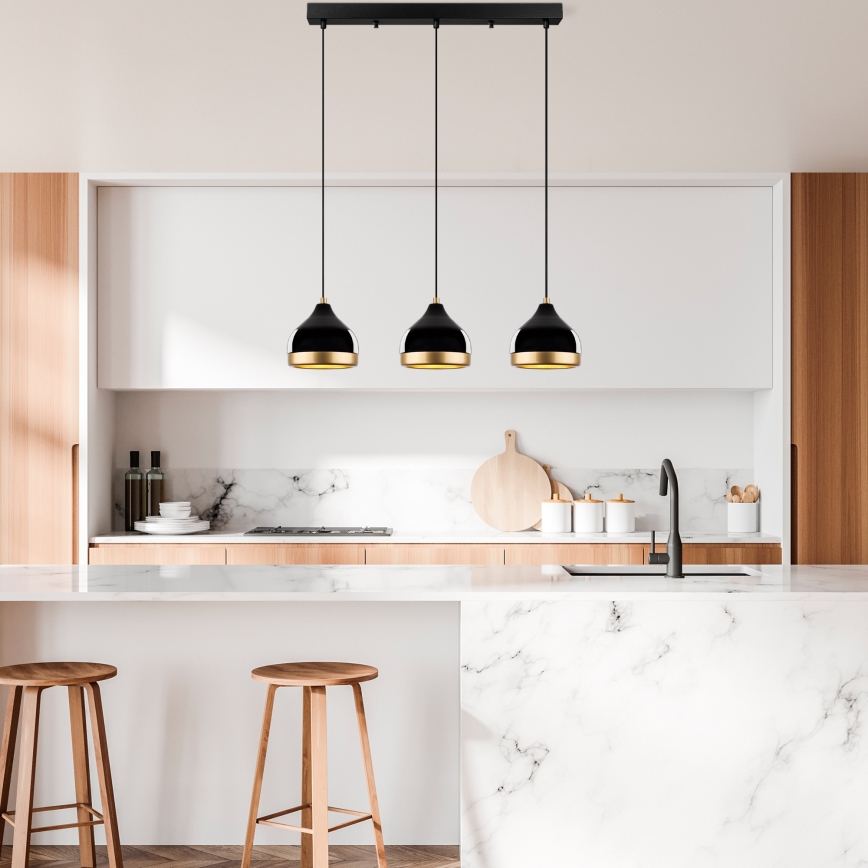 Pendant lamp YILDO 3xE27/40W/230V black/gold