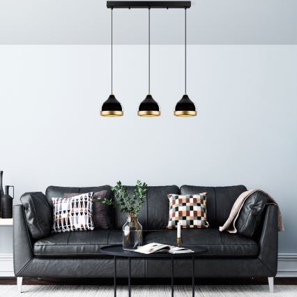 Pendant lamp YILDO 3xE27/40W/230V black/gold