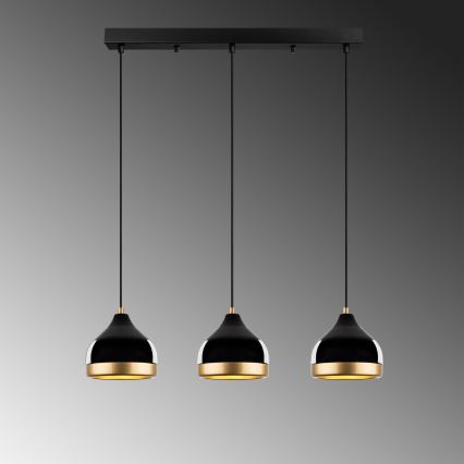 Pendant lamp YILDO 3xE27/40W/230V black/gold