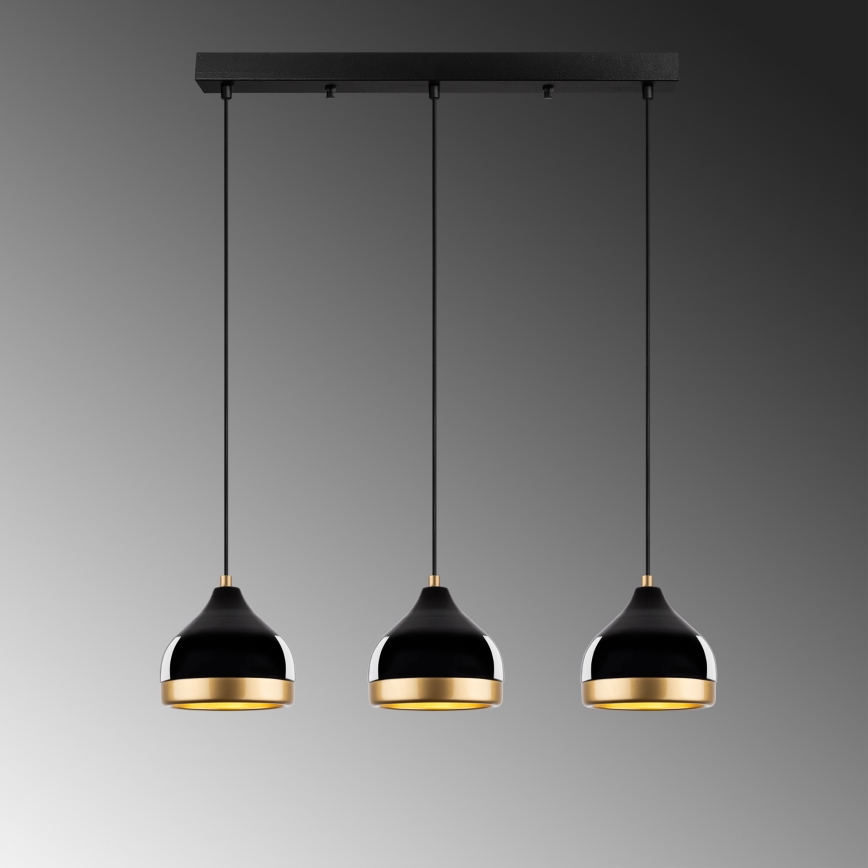 Pendant lamp YILDO 3xE27/40W/230V black/gold